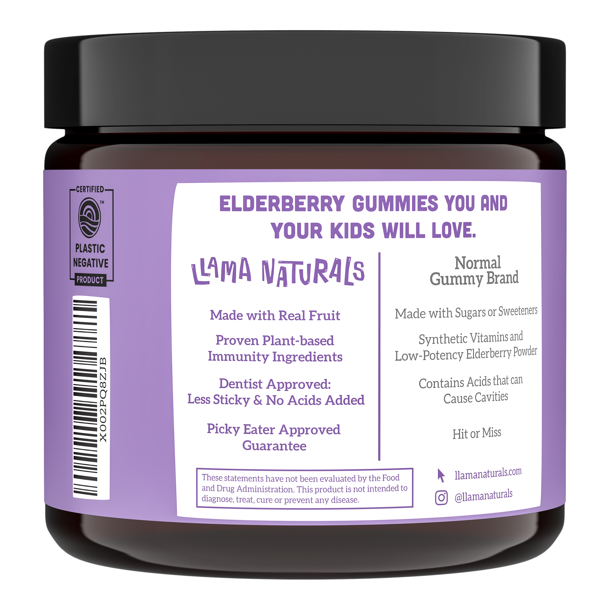 Real Fruit Elderberry Gummies for Kids - Llama Naturals